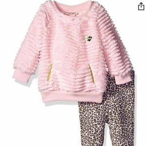 New Juicy Couture Girls Faux Fur Top and Pants set